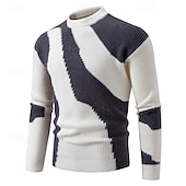 billiga tröja för män-Herr Tröja Pullover tröja Ribbad Sticka Vanliga toppar Stickat Slimmad passform Färgblock Rund hals Stickat Nutida Ledigt Dagliga kläder Kläder Höst Vinter Svart Blå M L XL