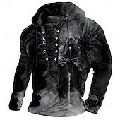 levne Halloween mikiny a svetry-Halloween Pánské Chmurný sekáč 3D tisk Žací stroj Mikina Punk Přehnaný Dlouhý rukáv Tričkový Klub Streetwear Jezerní modrá Černá Šňůrky Podzim Zima Návrhář