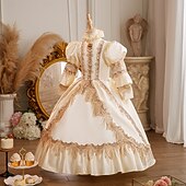 preiswerte Kleider-Retro Vintage Rokoko schick Maxi Cocktailkleid Zubehör Glockenärmel Prinzessin Schleife Retro Ballkleid Spitzkragen Kostüm Mädchen königlich Weihnachten Halloween Karneval Maskerade Hochzeitsfeier