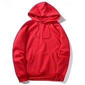 baratos hoodies básicos dos homens-Homens Moletom Moletom de lã Adamascado Preto Branco Amarelo Verde Tropa Com Capuz Tecido Com Cordão Bolsos Desportos e Ar livre Diário Feriado Poliéster Roupa de rua Básico Casual Outono Inverno