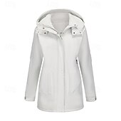abordables Parka Décontractée-Femmes Veste Décontractée Chaud Confortable Fermeture éclair Avec Poches Mode Extérieur Uni Sortir Week-end Fermeture éclair Régulier À capuche Coupe régulière manche longue Vêtements d&#039;extérieur