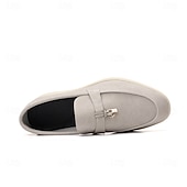 Brune herreloafers i semsket skinn med metalldetaljer – komfortable, casual businesssko til jobb, middager og høstantrekk billige Slip-ons og loafers til herrer-Brune herreloafers i semsket skinn med metalldetaljer – komfortable, casual businesssko til jobb, middager og høstantrekk