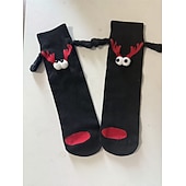 abordables calcetines caseros-Calcetines magnéticos navideños de edición invernal, medias navideñas rojas con diseño de bufanda, calcetines decorativos magnéticos con forma de ojo grande para sujetar las manos, decoración festiva de Navidad y Halloween.