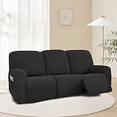 baratos Cobertura de Sofa-Sofá reclinável de 3 lugares com design de malha 5x5 - sofá de estar para três pessoas com encosto baixo e estilo moderno