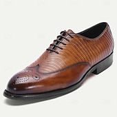 abordables Chaussures de Costume Classiques-Chaussures richelieu à lacets en cuir de vachette marron pour homme, idéales pour les mariages, le bureau et les événements formels.