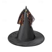 economico Costumi di Halloween per bambine-Bambini Ragazze Cappelli e berretti Dolce Feste Halloween cappello Patchwork Argento Nero