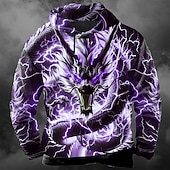 economico Stampa animale-Per uomo Drago 3D Felpa con Cappuccio Felpa Cool Festa Manica Lunga Girocollo Club Abbigliamento casual alla moda Blu Viola Verde Coulisse Autunno Inverno progettista S M L XL XXL XXXL