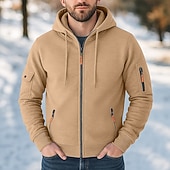 abordables Sudadera Táctica-Hombre Sudadera Sudadera con capucha y cremallera completa Sudadera táctica con capucha Azul Marino Caqui Gris Oscuro Gris Con Capucha Plano Cerrar Cremallera Bolsillo Deporte Diario Festivos no