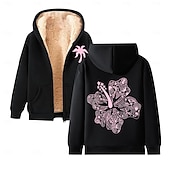 economico Felpa con cappuccio in pile-Per uomo Felpa con cappuccio a zip intera Felpa con cappuccio e zip Giacca in Pile Felpa con cappuccio in pile Nero Vino Rosso Verde Cachi Con Cappuccio Floreale Grafico Semplice Cerniera Tasca