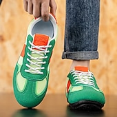 preiswerte Sneaker für Herren-Grüne Colorblock-Retro-Sneaker für Herren – bequeme Freizeit-Laufschuhe für Sportbekleidung, City-Outfits und Wochenendausflüge