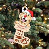 olcso Díszek-10 db-os karácsonyi fa kutyadíszek, aranyos színes nyomtatott kiskutya függődekorációk, ünnepi karácsonyfa függőcímkék otthonra, kirakatba és ünnepi parti dekorációhoz