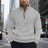 economico Felpe di base-Per uomo Maglia Felpa con cappuccio e zip Felpa con cappuccio Maglione Felpa con zip corta Nero Bianco Blu marino Cachi Grigio Colletto Mao Semplice Patchwork Testurizzato Sport &amp; Outdoor Casuale