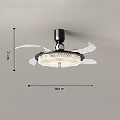 رخيصةأون إضاءات مراوح السقف-مروحة سقف مع أضواء 106 سم قابلة للتعتيم LED 3 ألوان 6 سرعات توقيت شفرات عكسية مع جهاز تحكم عن بعد ، مروحة ثريا منزلية ، مروحة سقف داخلية منخفضة الارتفاع