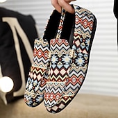 economico Mocassini casual-mocassini da uomo in jacquard multicolore con motivo a zigzag – scarpe casual slip-on alla moda per feste, vacanze e resort estivi