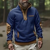 Men's Sweatshirt Quarter Zip Sweatshirt Black Navy Blue Half Zip Color Block Patchwork Pocket Sports & Outdoor Daily Holiday Polyester Streetwear Basic Casual Spring Fall Clothing Apparel Hoodies4