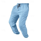 abordables Pierna Recta-Hombre Pantalones de Deporte Pantalones Pantalones deportivos de pierna recta Pantalones de gofres Correa Bolsillo Cintura elástica Plano Comodidad Deporte Diario Moda Casual Negro Blanco