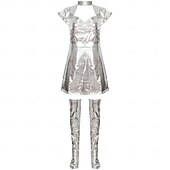 voordelige Beroep en Uniform Kostuums-Kostuum Robot Astronaut Cosplay Volwassenen Dames Halloween Carnaval Feest Prestatie Aankleden