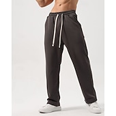 cheap Straight Leg-Men's Sweatpants Trousers Straight Leg Sweatpants Drawstring Pocket Elastic Waist Plain Comfort Sports Outdoor Daily Fashion Casual Black White Micro-elastic