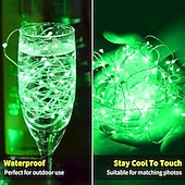 abordables Guirlandes lumineuses à piles-2m Guirlandes Lumineuses 20 LED Blanc Chaud Blanc Rouge Lumières de fil de cuivre Halloween Étanche Vacances Alimenté par piles