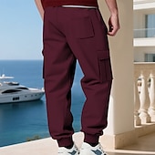 economico Carico-Per uomo Pantaloni da tuta Pantaloni in Pile Joggers Pantaloni invernali Pantaloni da Tuta Cargo Coulisse Tasca Elastico in vita Semplice Comodità Caldo Sport all'Aperto Quotidiano Moda Casual Nero