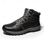 abordables Botas de invierno y nieve-Botas de trabajo clásicas con cordones de piel sintética color tostado para hombre: botines de seguridad duraderos para exteriores, construcción, senderismo y uso diario.