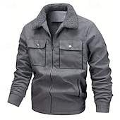 economico Giacche in Suede Sintetico-Per uomo Giacca in finta pelle scamosciata Giacca Sherpa Giacca in Camoscio Marrone Casuale Quotidiano Calore Termico Tasca Autunno Inverno Attivo Vintage Regolare Nero Caffè Grigio Giacca