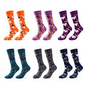 abordables calcetines caseros-Calcetines largos de algodón de Halloween, calcetines con estampado de dibujos animados por encima de la pantorrilla para hombres y mujeres, medias deportivas hasta la rodilla resistentes a los olores