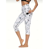 abordables Leggings et collants de yoga-Femmes Pantalon de yoga Poches Latérales Lifting des fesses Contrôle du ventre Taille haute Pilates Entraînement en salle Course Collants Leggings Capri Bas Imprimé Noir + Rose + Vert Noir Blanche