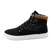 cheap Men&#039;s Sneakers-Men&#039;s Tan Faux Leather High-Top Sneakers with Lace-Up Design, Stylish Casual Shoes for Walking, Work and Weekend Outfits