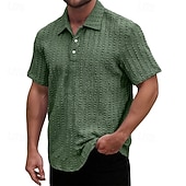 cheap Men&#039;s Classic Polo-Men&#039;s Golf Shirt Golf Polos Shirts Work Casual Lapel Short Sleeve Basic Modern Plain Jacquard Buttons Summer Spring Regular Fit Wine Black Light Green Navy Blue Sky Blue Purple Golf Shirt