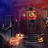 economico Halloween-Decorazione animata di Halloween, 1 pezzo di clown urlante attivato dal sensore di movimento in gabbia con occhi luminosi, spettrale oggetto di scena fantasma prigioniero per decorazioni da