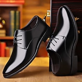 economico Scarpe Oxford-scarpe derby nere classiche da uomo: scarpe eleganti e lucide con lacci per riunioni di lavoro, abbigliamento da ufficio e occasioni speciali