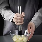 billige Kjøkkenutstyr og -redskap-2 stk. juicerører og isknuser i rustfritt stål – manuell sitronjuicer og fruktpresse med ergonomisk håndtak, slitesterke kjøkkenredskaper for cocktailer, smoothies &amp;fersk juiceutvinning, stilig