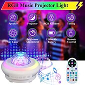 baratos Luzes de Natal-Projetor de céu estrelado com controle remoto, luz noturna com alto-falante Bluetooth, lâmpada Galaxy recarregável USB para decoração de quarto infantil