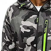 economico Felpa Tattica-Per uomo Felpa con cappuccio Felpa con cappuccio a zip intera Felpa con cappuccio tattica Felpa con cappuccio mimetica Verde Grigio Con Cappuccio Mimetico Cerniera Sport &amp; Outdoor Casuale Quotidiano