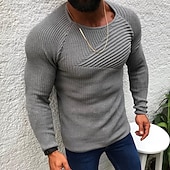 preiswerte Herrenpullover-Herren Pullover Strickpullover Gerippt Stricken Normale Oberteile Gestrickt Einfach Rundhalsausschnitt Mode Basic Urlaub Alltagskleidung Bekleidung Herbst Winter Schwarz Weiß M L XL