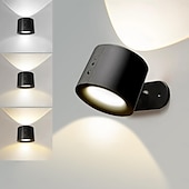 abordables Spots-Applique murale magnétique à LED, veilleuse, 1 pièce, 3 températures de couleur &amp;Lampe murale sans fil à intensité variable et rotation à 360° avec télécommande pour chambre à coucher, lecture,