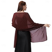 economico Scialli-scialli e stole da donna per abiti da sera, scialli in chiffon trasparente con strass scintillanti, copriabiti formali