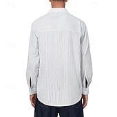 economico camicia da uomo con bottoni-Per uomo Camicia Camicia Estiva Camicia casual Camicia da Spiaggia Camicia con Bottoni Nero Bianco Kaki Azzurro Manica Lunga A righe Colletto alla coreana Vacanza Camicia hawaiana Abbigliamento