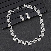 abordables Conjuntos de joyas-Juego de Joyas 2 Perla Cromo Pendientes Collare Mujer Elegante Vintage Moda Estilo retro Clásico Conjunto de joyas Para Boda Fiesta Invitado a la boda