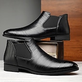 halpa Juhlakengät-Miesten laivastonsiniset chelsea-saappaat, klassinen slip-on-malli, tyylikkäät aitoa nahkaa olevat juhlasaappaat yritys-, toimisto- ja juhlatilaisuuksiin.