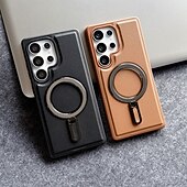 Phone Case For Samsung Galaxy S25 S25 Edge S24 S24 FE S23 Ultra Plus S22 Plus  Ultra Back Cover Magnetic Kickstand Shockproof Retro TPU PU Leather cheap Samsung Cases-Phone Case For Samsung Galaxy S25 S25 Edge S24 S24 FE S23 Ultra Plus S22 Plus  Ultra Back Cover Magnetic Kickstand Shockproof Retro TPU PU Leather