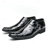 economico Formale-scarpe eleganti da uomo in pelle nera con cinturino alla caviglia – calzature formali da ufficio per matrimoni, feste e lavoro