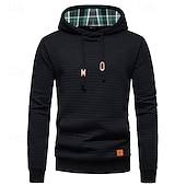 baratos hoodies básicos dos homens-Homens Moletom Moletons Waffle Moletom com capuz Preto Branco Cinzento Com Capuz Tecido Patchwork Bloco de cor Textura Desportos e Ar livre Casual Diário Poliéster Roupa de rua Legal Roupa de Esporte