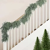 baratos Coroas, Grinaldas &amp; Guirlandas-guirlanda de natal com agulhas de pinheiro cedro de 2 metros – escada festiva para casa e decoração de parede