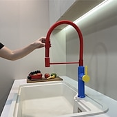 abordables Robinets de cuisine-Robinet de cuisine - Poignée unique à un trou Électroplaqué / Finitions peintes Extractible / Rétractable / Bec Standard / Arc haut / haut Ensemble central Moderne Contemporain Kitchen Taps
