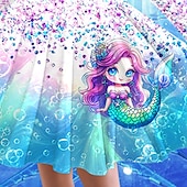 billiga 3D Cartoon Dresser-Flickor 3D Sjöjungfru Klänning Långärmad Sommar Vår Semester Dagligen Helgdag Prinsessa Skön Ljuv Barn 4-12 år Vardagsklänning A linjeklänning Knälång Normal
