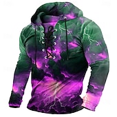 abordables Motif 3D-Homme Flammes de l&#039;enfer 3D Flamme Sweat à capuche Sweatshirt Mode Frais manche longue Col rond Soirée Voyage Vêtements de rue Jaune Rouge Cordon de serrage Automne Hiver Designer