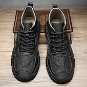 preiswerte Stiefeletten-Braune High-Top-Freizeitsneaker aus Leder für Herren mit Ziernähten und strapazierfähiger Gummisohle – modische Komfortschuhe für Outdoor und Stadt