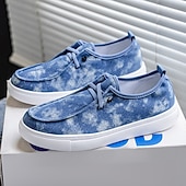 abordables Baskets-Baskets décontractées bleues pour hommes avec un design dégradé, chaussures à lacets confortables pour le streetwear, l&#039;université et les tenues quotidiennes